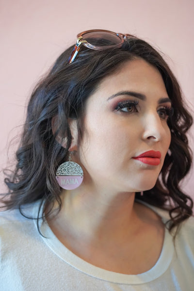 Mama Round Dangle Earrings