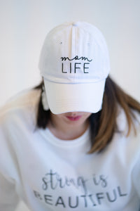 Mom Life Baseball Cap-White