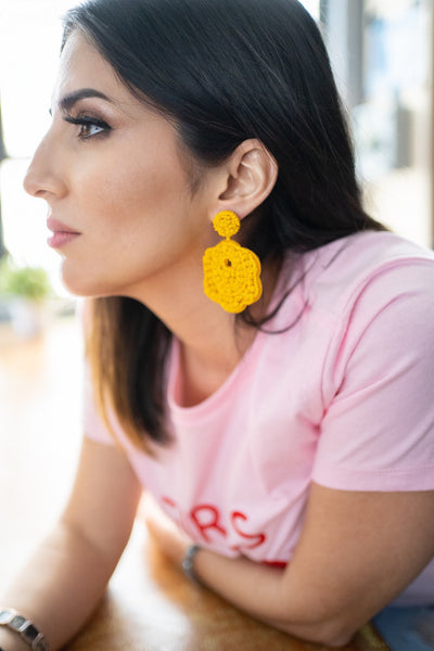 Yellow Beaded Earrings